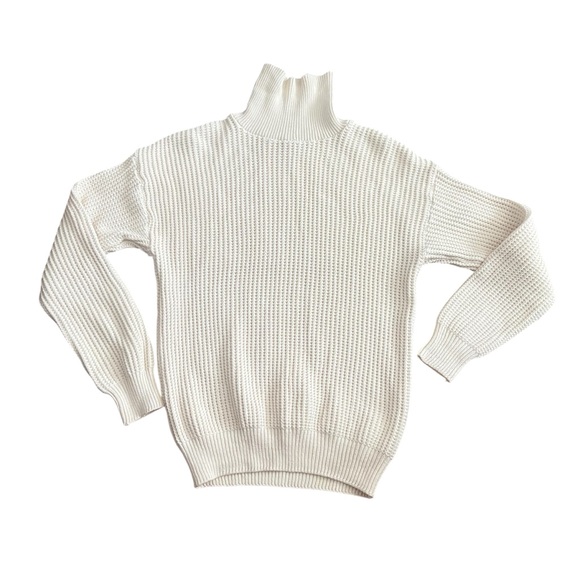 Orvis Vintage 90s Fisherman Turtleneck Sweater Sz L Cabincore Unisex Ivory Cozy - Picture 1 of 6